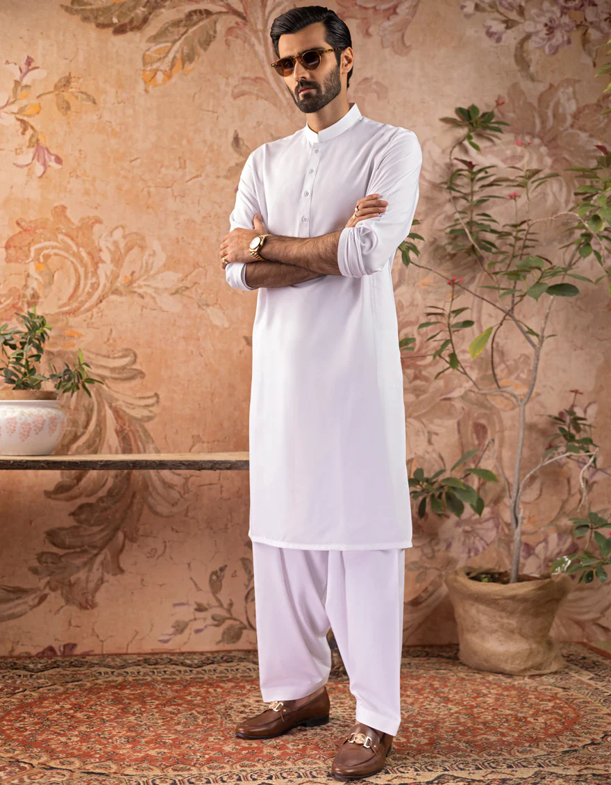 WHITE BLENDED KAMEEZ SHALWAR | JJKS-S-US-30728-R11-AP/S22/JJ7567-PN - Image 3