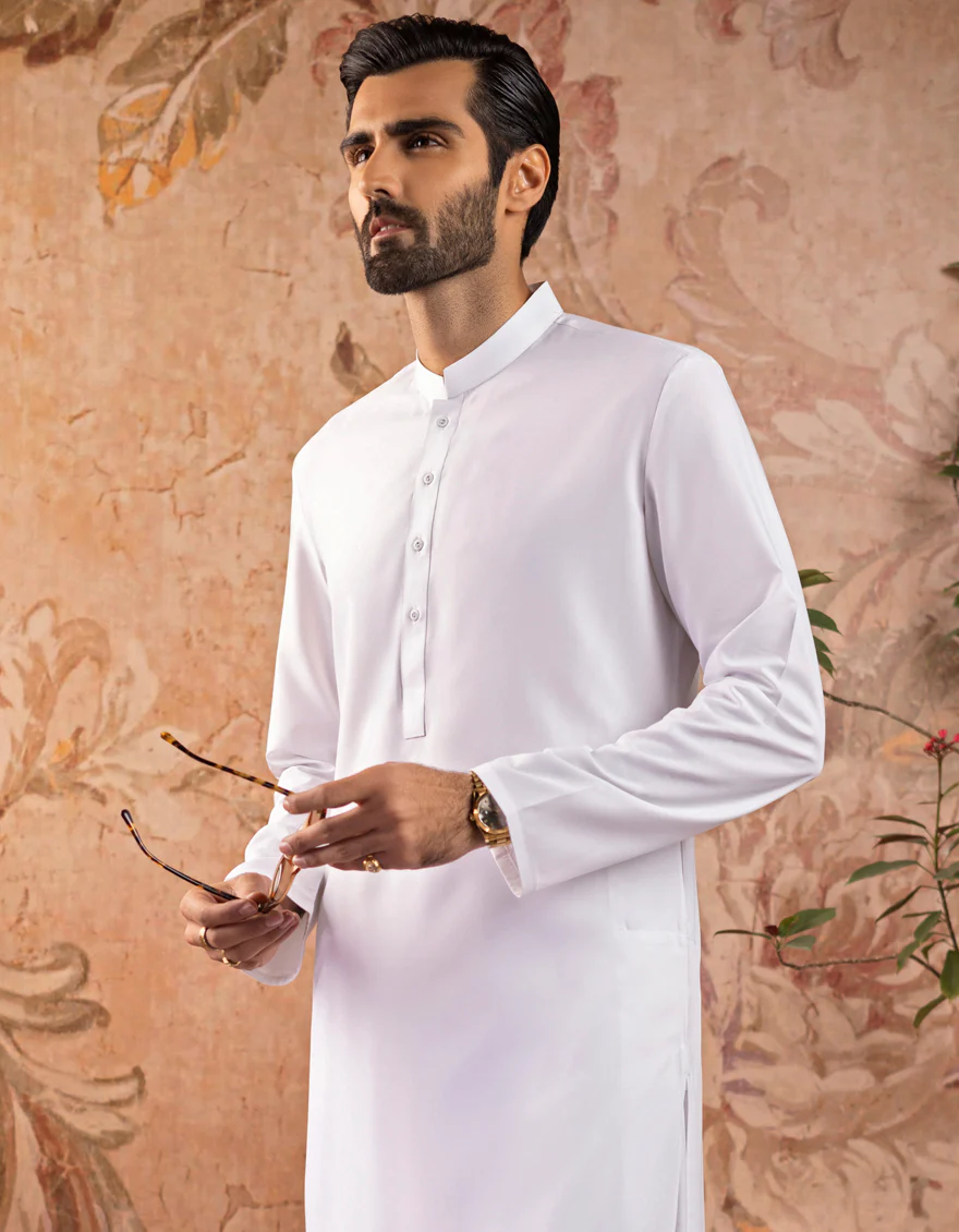 WHITE BLENDED KAMEEZ SHALWAR | JJKS-S-US-30728-R11-AP/S22/JJ7567-PN - Image 4