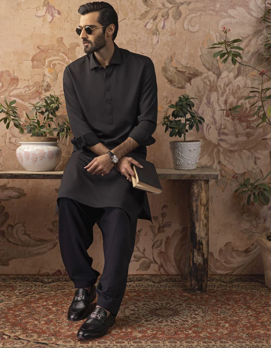 BLACK KAMEEZ SHALWAR | JJKS-S-US-30729-R15-AP/S22/JJ7565-PN - Image 3