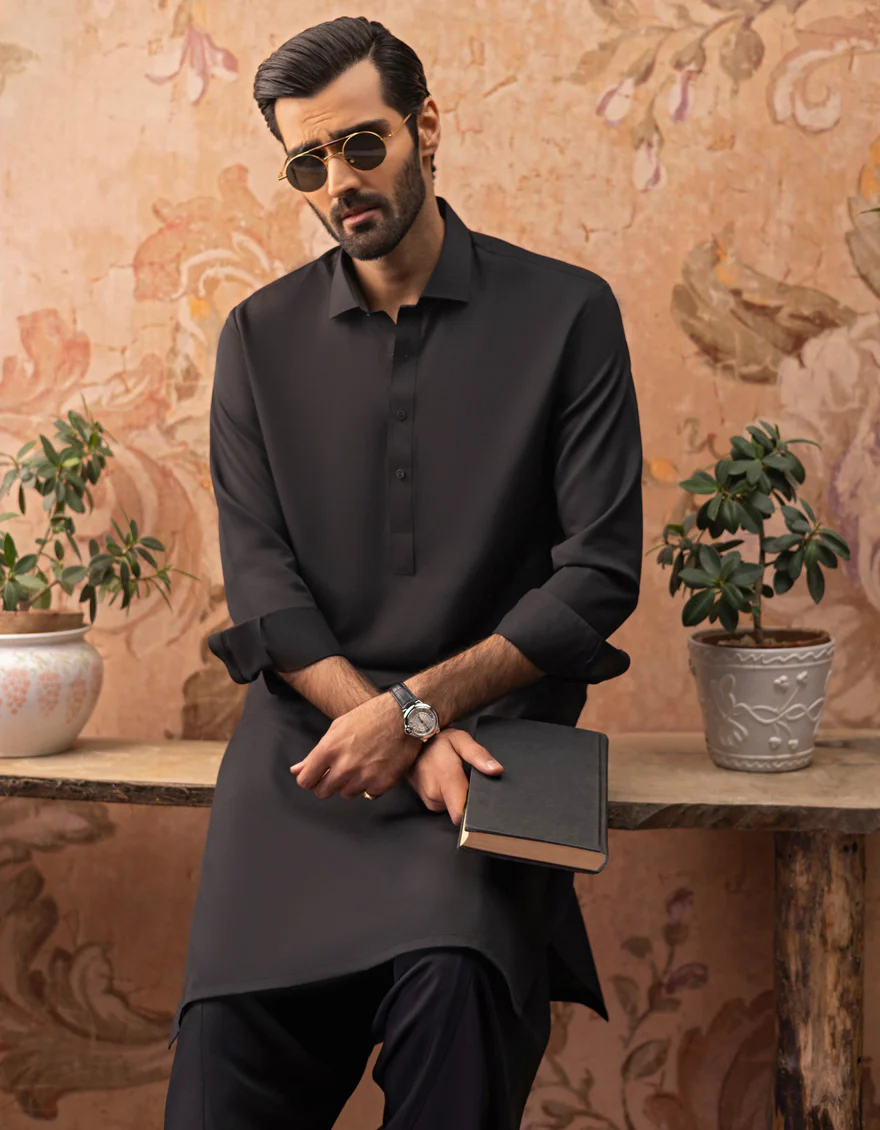 BLACK BLENDED KAMEEZ SHALWAR | JJKS-S-US-30729-R16-AP/S22/JJ7565-PN - Image 2