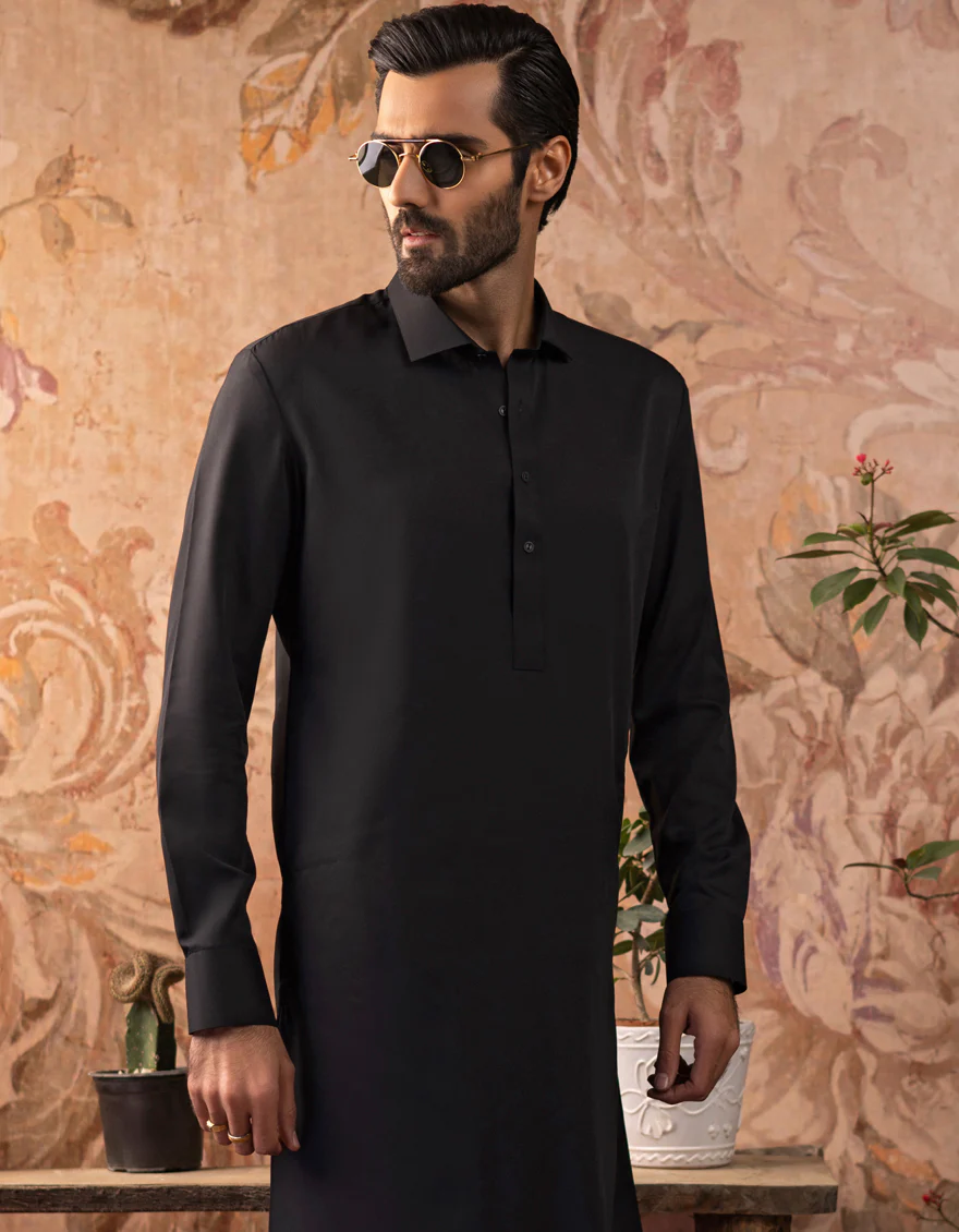 BLACK BLENDED KAMEEZ SHALWAR | JJKS-S-US-30729-R16-AP/S22/JJ7565-PN - Image 4