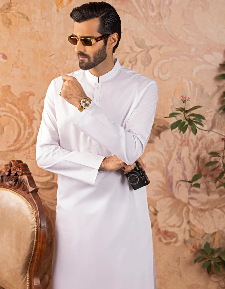 WHITE COTTON KAMEEZ SHALWAR | JJKS-S-US-30730-R11-AP/S22/JJ6922-PN - Image 2