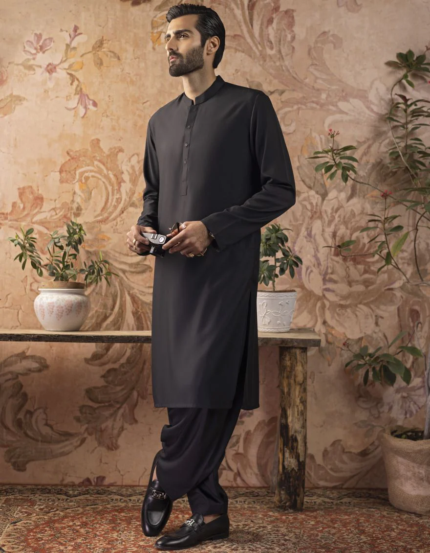 BLACK KAMEEZ SHALWAR | JJKS-S-US-30778-R15-AP/S22/JJ7565-PN - Image 3