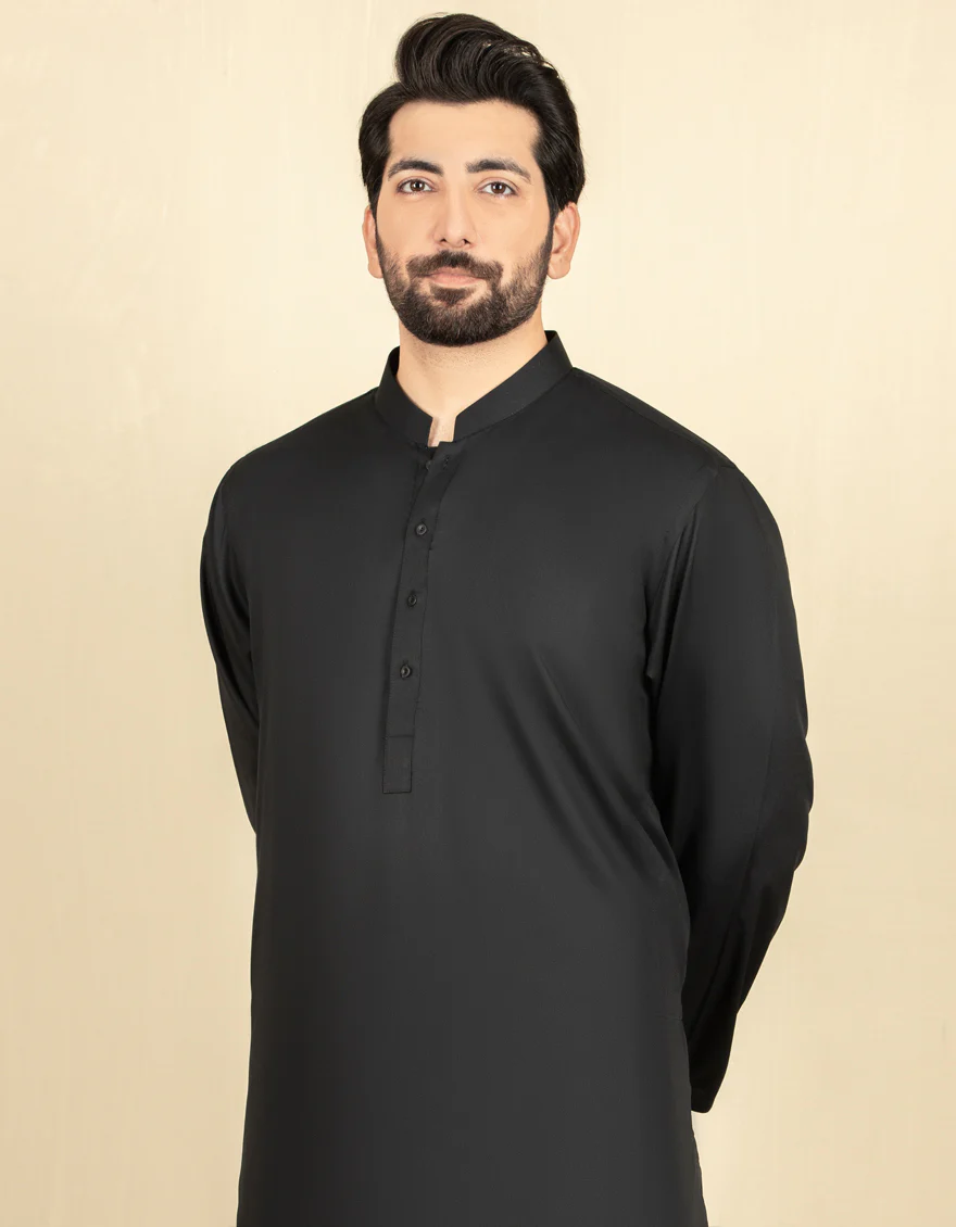 BLACK BLENDED KAMEEZ SHALWAR | JJKS-S-US-30778-R19-AP/S22/JJ7565-PN - Image 3
