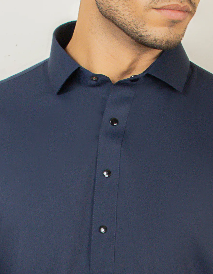 NAVY BLUE BLENDED KAMEEZ SHALWAR | JJKS-S-US-30779-R18-AP/S22/JJ7565-PN - Image 2