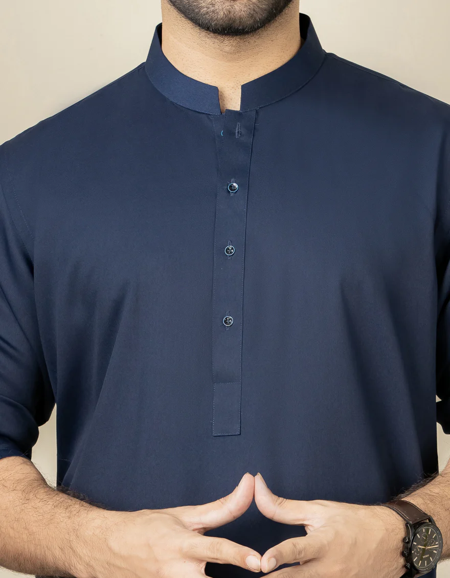 NAVY BLUE BLENDED KAMEEZ SHALWAR | JJKS-S-US-30780-R17-AP/S22/JJ7565-PN - Image 2