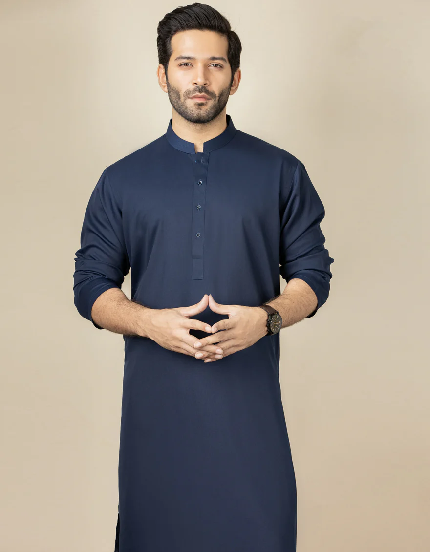 NAVY BLUE BLENDED KAMEEZ SHALWAR | JJKS-S-US-30780-R17-AP/S22/JJ7565-PN - Image 3