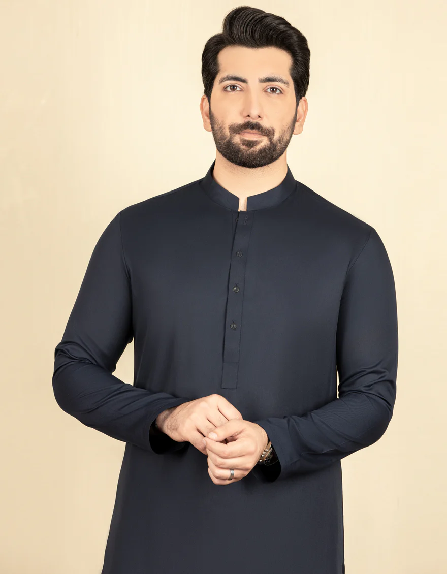 NAVY BLUE BLENDED KAMEEZ SHALWAR | JJKS-S-US-30780-R18-AP/S22/JJ7565-PN - Image 3