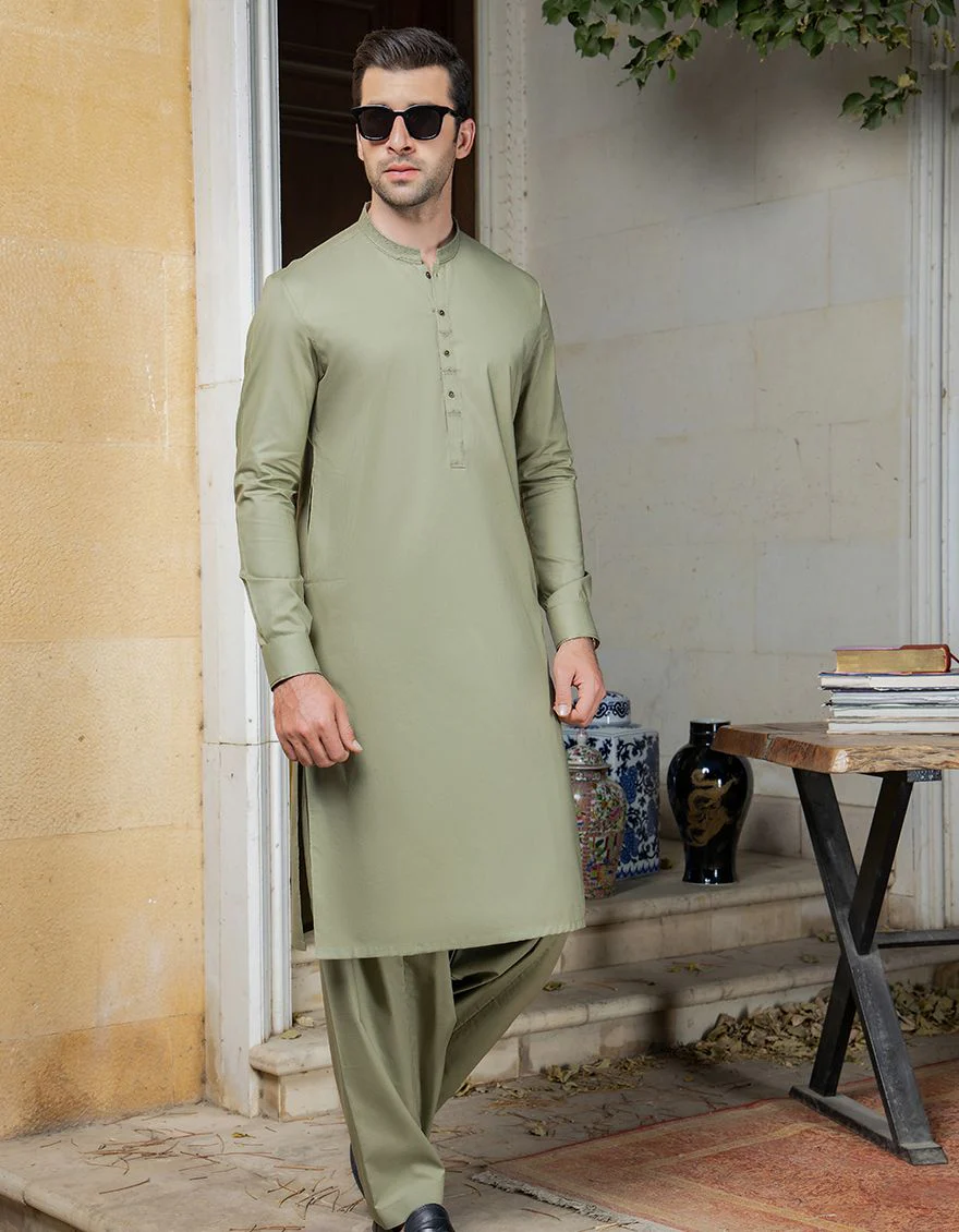 GREEN KAMEEZ SHALWAR | JJKS-S-US-31165/S21/JJ6986 - Image 2