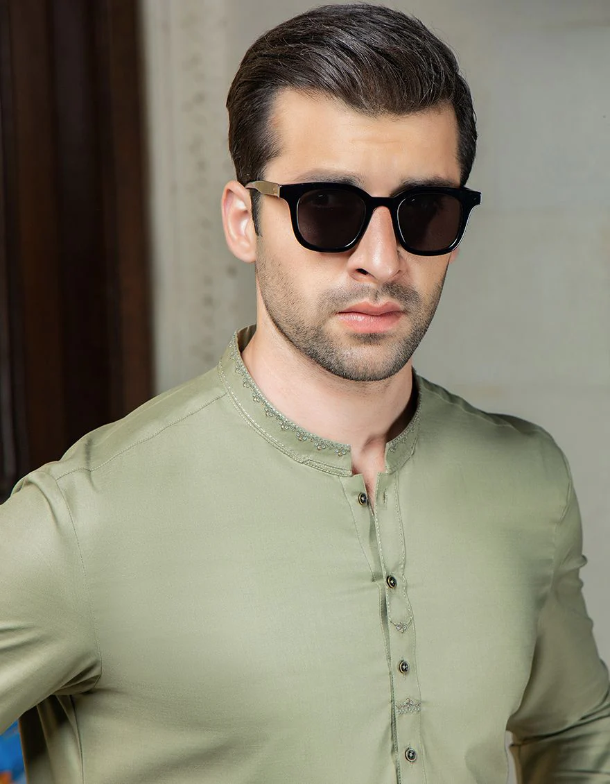 GREEN KAMEEZ SHALWAR | JJKS-S-US-31165/S21/JJ6986 - Image 4