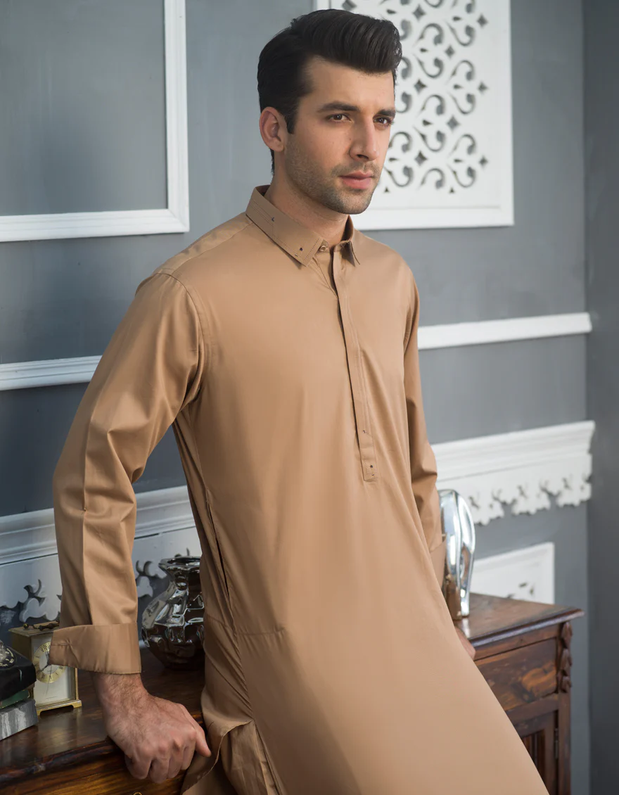 LIGHT BROWN KAMEEZ SHALWAR | JJKS-S-US-32490/S21/JJ6886-EX - Image 2