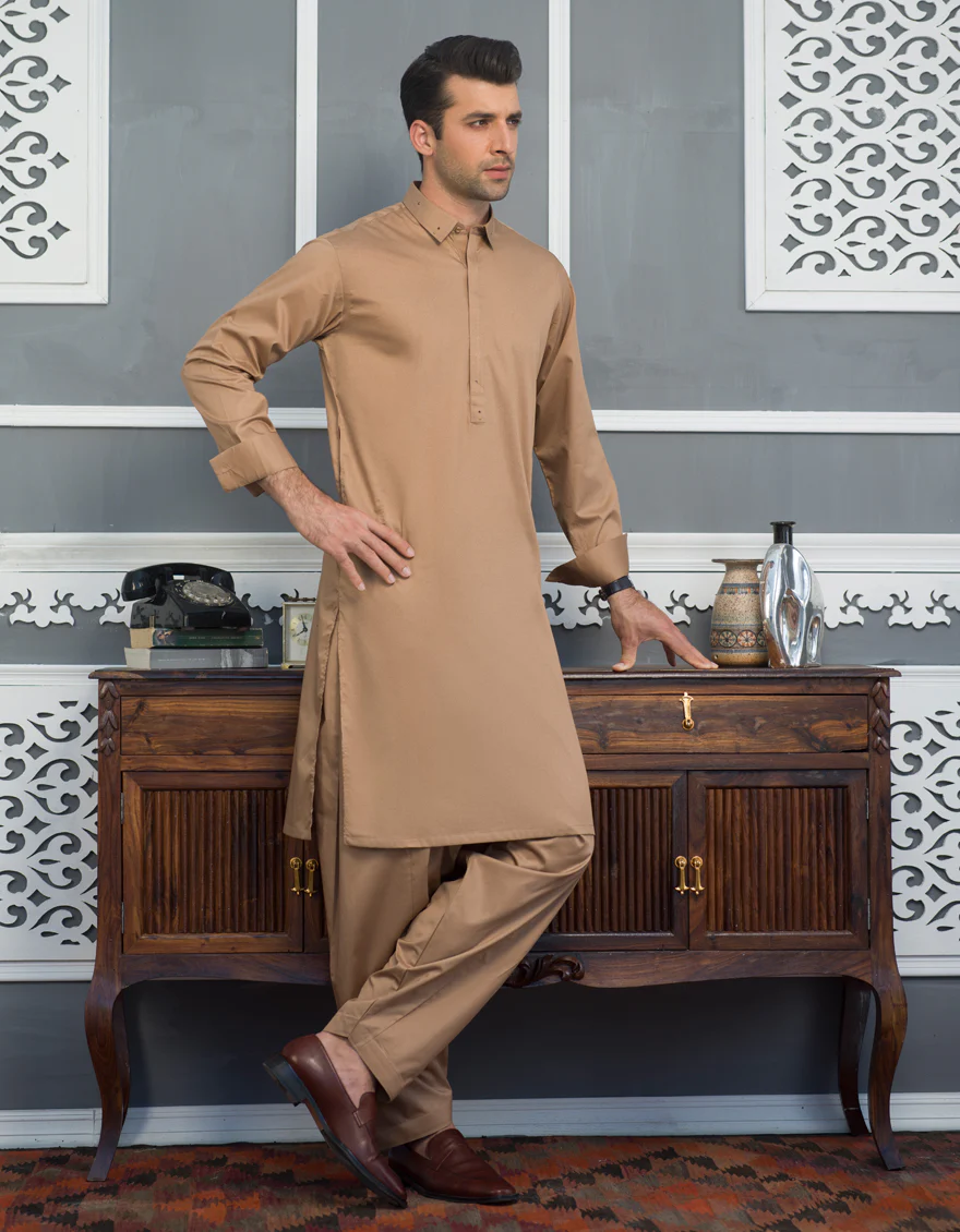 LIGHT BROWN KAMEEZ SHALWAR | JJKS-S-US-32490/S21/JJ6886-EX - Image 3