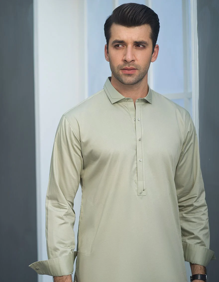 L GREEN KAMEEZ SHALWAR | JJKS-S-US-32491/S21/JJ6886-EX - Image 3