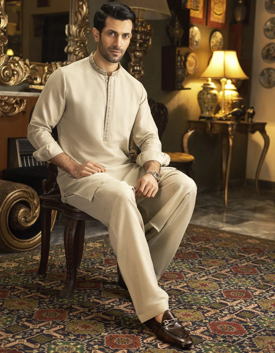 LIGHT OLIVE KAMEEZ SHALWAR | JJKS-S-US-32531/S22/JJ7410-SF - Image 3