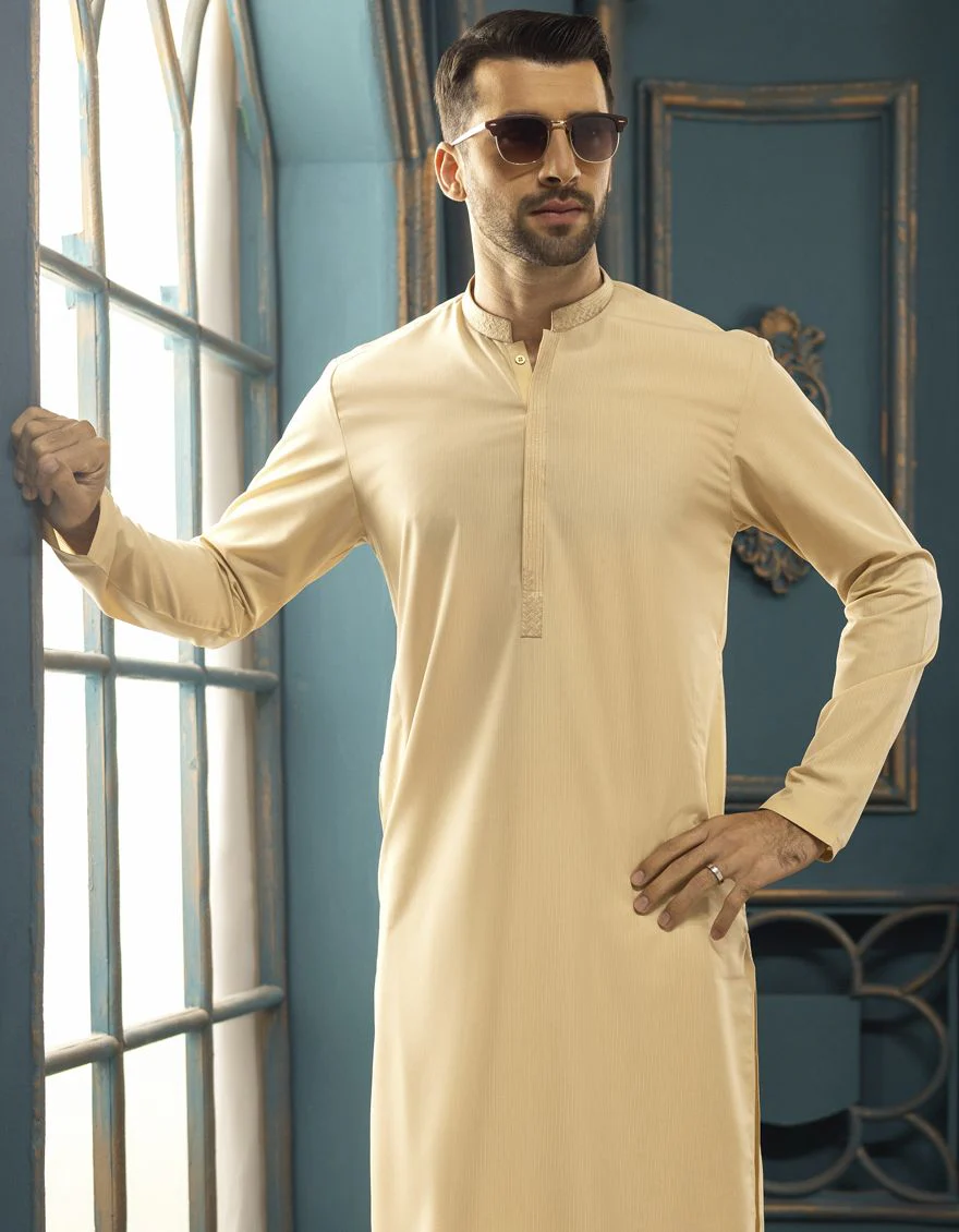 BEIGE KAMEEZ SHALWAR | JJKS-S-US-32542/S22/JJ7528-SF - Image 3