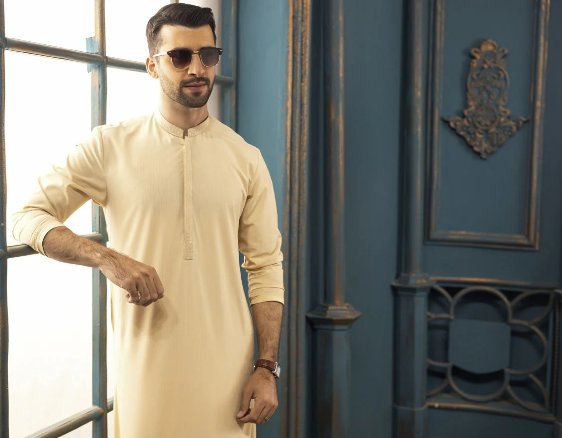 BEIGE KAMEEZ SHALWAR | JJKS-S-US-32542/S22/JJ7528-SF - Image 4