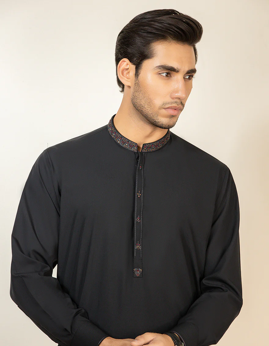 BLACK BLENDED KAMEEZ SHALWAR | JJKS-S-US-32543/S22/JJ7529-FL - Image 2