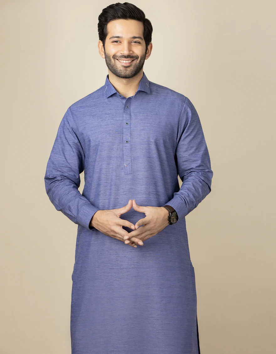 INK BLUE BLENDED KAMEEZ SHALWAR | JJKS-S-US-32544/S22/JJ7620-CL - Image 2