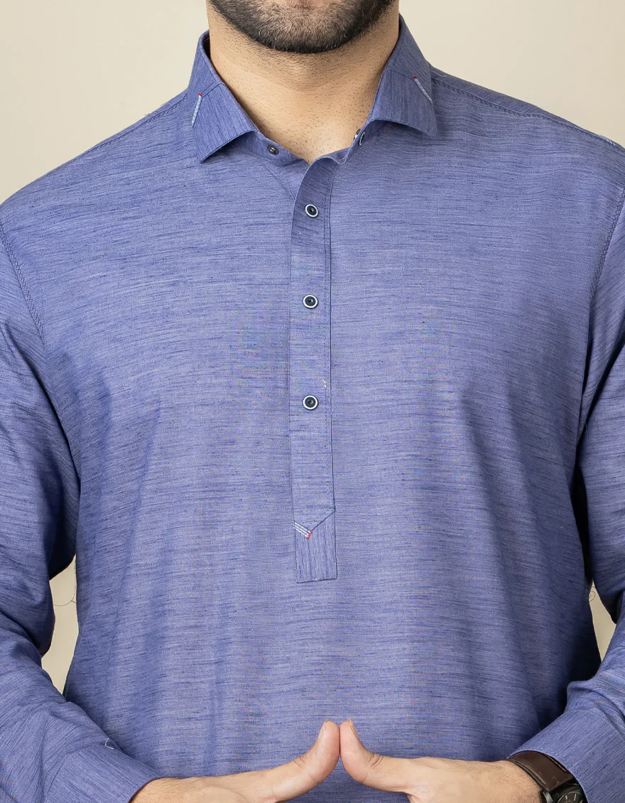 INK BLUE BLENDED KAMEEZ SHALWAR | JJKS-S-US-32544/S22/JJ7620-CL - Image 3