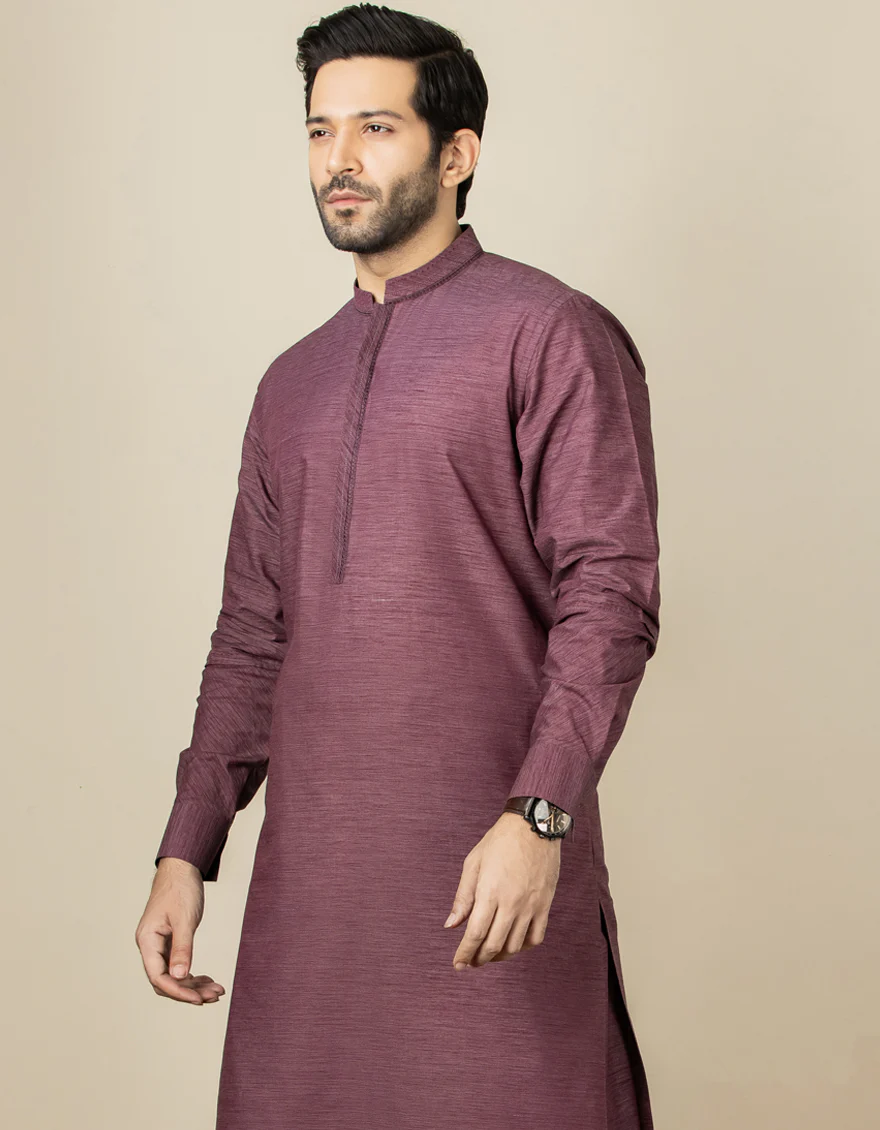 DARK PURPLE BLENDED KAMEEZ SHALWAR | JJKS-S-US-32545/S22/JJ7620-CL - Image 2
