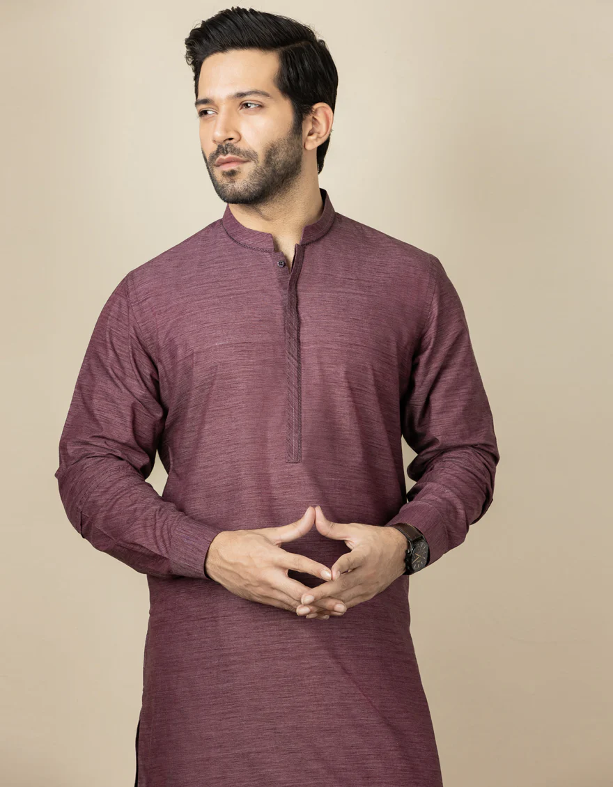 DARK PURPLE BLENDED KAMEEZ SHALWAR | JJKS-S-US-32545/S22/JJ7620-CL - Image 3