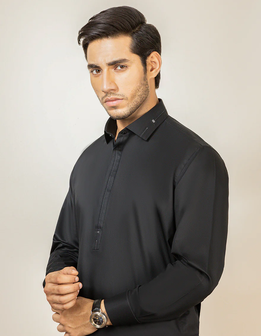 BLACK COTTON KAMEEZ SHALWAR | JJKS-S-US-32557/S22/JJ7544-EX - Image 2