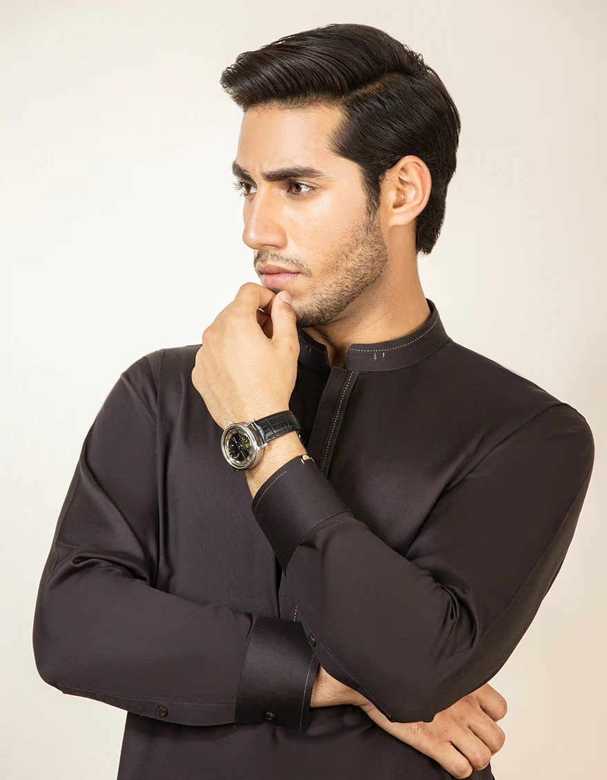 CHOCO BROWN COTTON KAMEEZ SHALWAR | JJKS-S-US-32560/S22/JJ7545-EX - Image 2