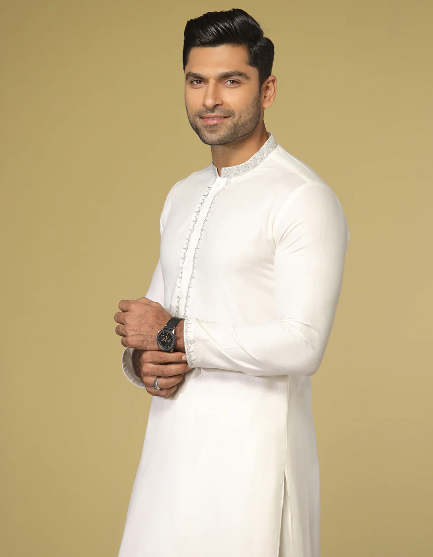 OFF WHITE BLENDED KAMEEZ SHALWAR | JJKS-S-US-32572/S22/JJ7568-FL - Image 3