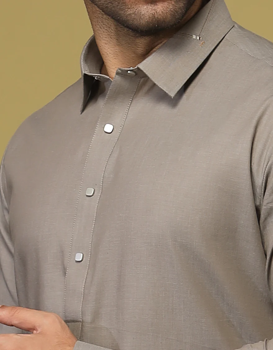 DULL GREY COTTON KAMEEZ SHALWAR | JJKS-S-US-32576/S22/JJ7677-CL - Image 2