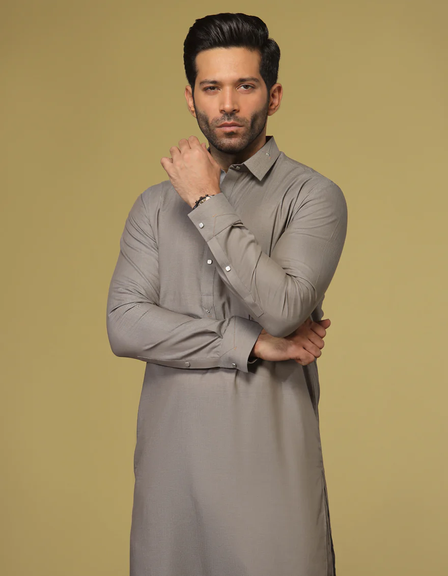 DULL GREY COTTON KAMEEZ SHALWAR | JJKS-S-US-32576/S22/JJ7677-CL - Image 3