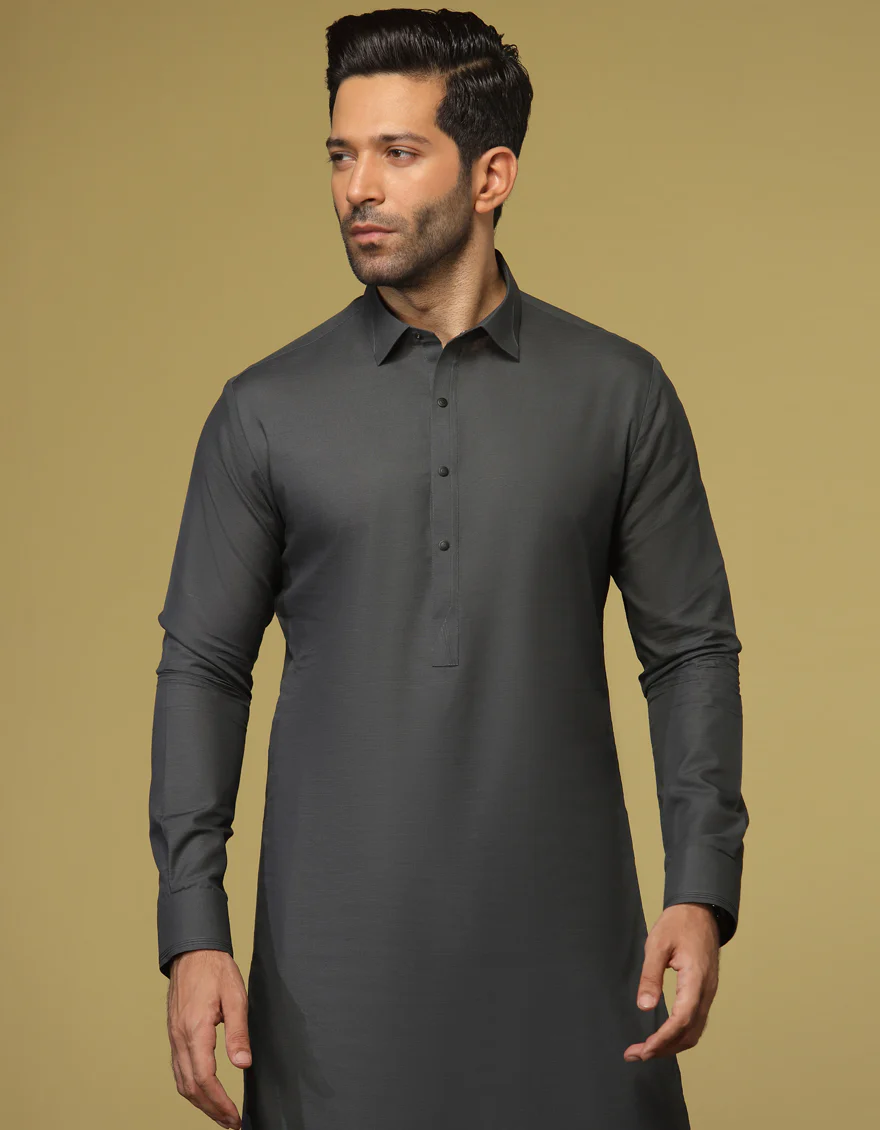 GREYISH GREEN BLENDED KAMEEZ SHALWAR | JJKS-S-US-32578/S22/JJ7619-EX - Image 4