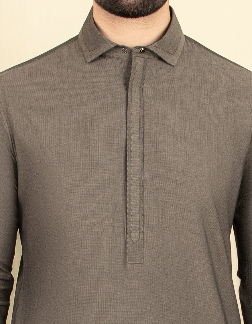 DARK GREY COTTON KAMEEZ SHALWAR | JJKS-S-US-32586/S22/JJ8175-EX - Image 2