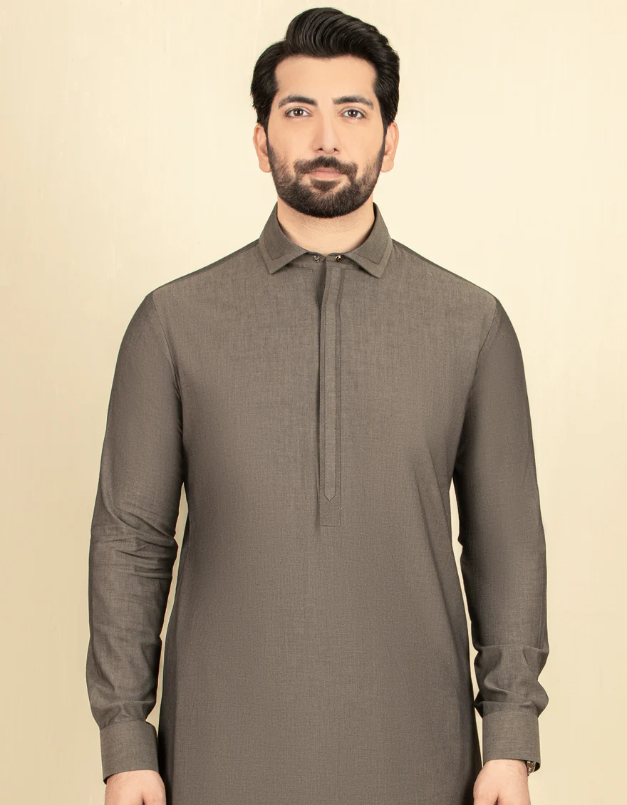 DARK GREY COTTON KAMEEZ SHALWAR | JJKS-S-US-32586/S22/JJ8175-EX - Image 3