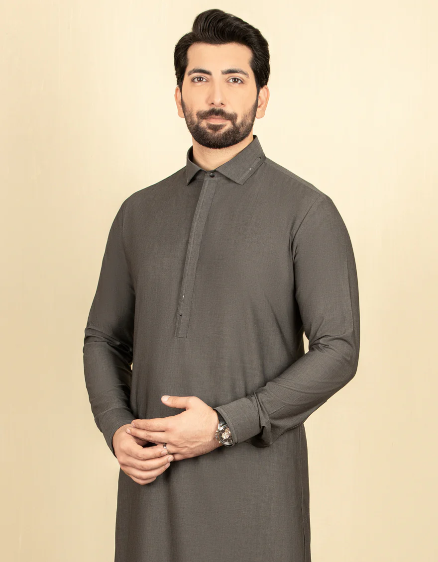 DARK GREY COTTON KAMEEZ SHALWAR | JJKS-S-US-32587/S22/JJ8175-EX - Image 3