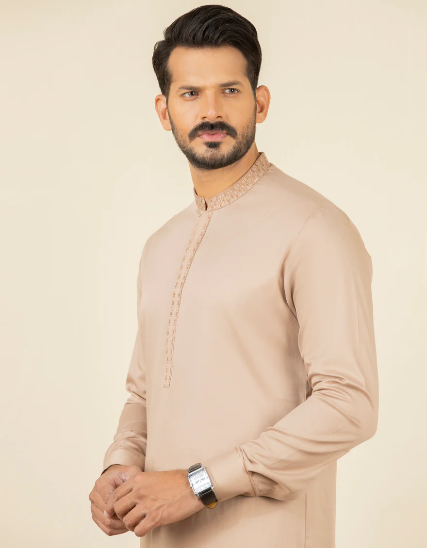 BEIGE COTTON KAMEEZ SHALWAR | JJKS-S-US-32588/S22/JJ8149-SF - Image 4
