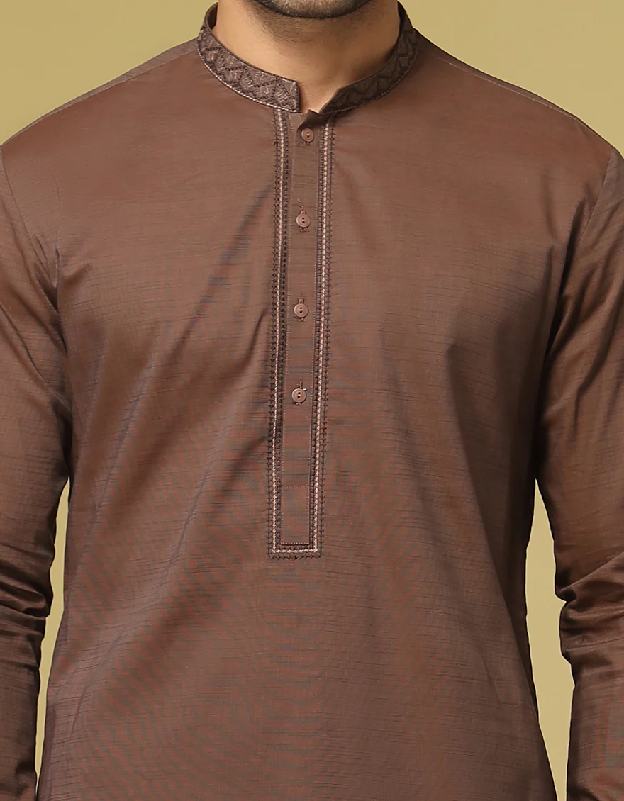 COFFEE BROWN COTTON KAMEEZ SHALWAR | JJKS-S-US-32594/S22/JJ7662-SF - Image 2