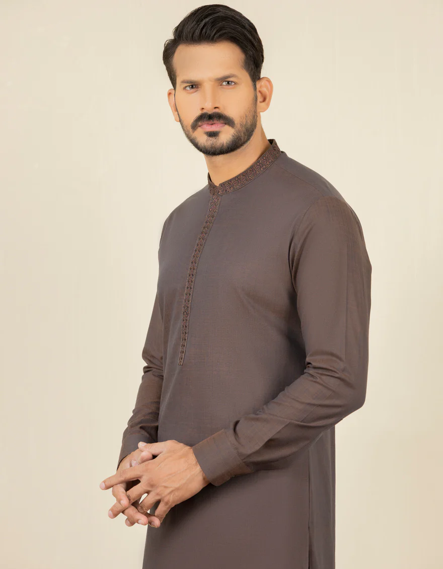 RUSTY BROWN COTTON KAMEEZ SHALWAR | JJKS-S-US-32598/S22/JJ8191-SF - Image 3