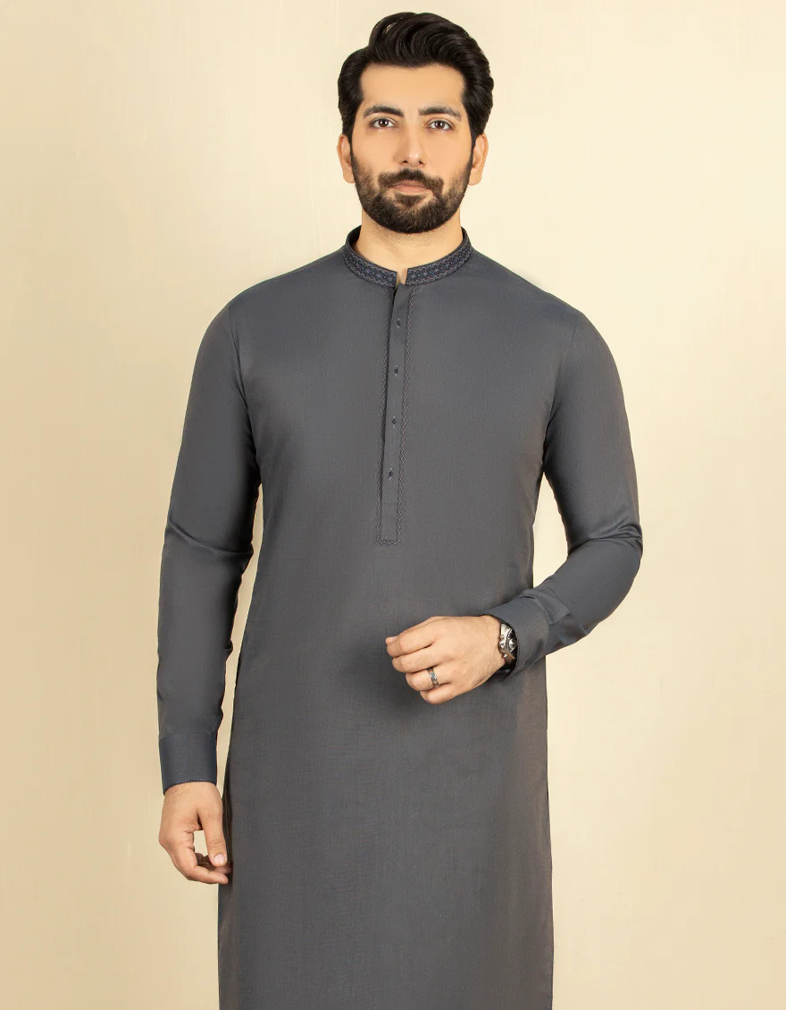 MULTI GREY COTTON KAMEEZ SHALWAR | JJKS-S-US-32603/S22/JJ7662-SF - Image 2