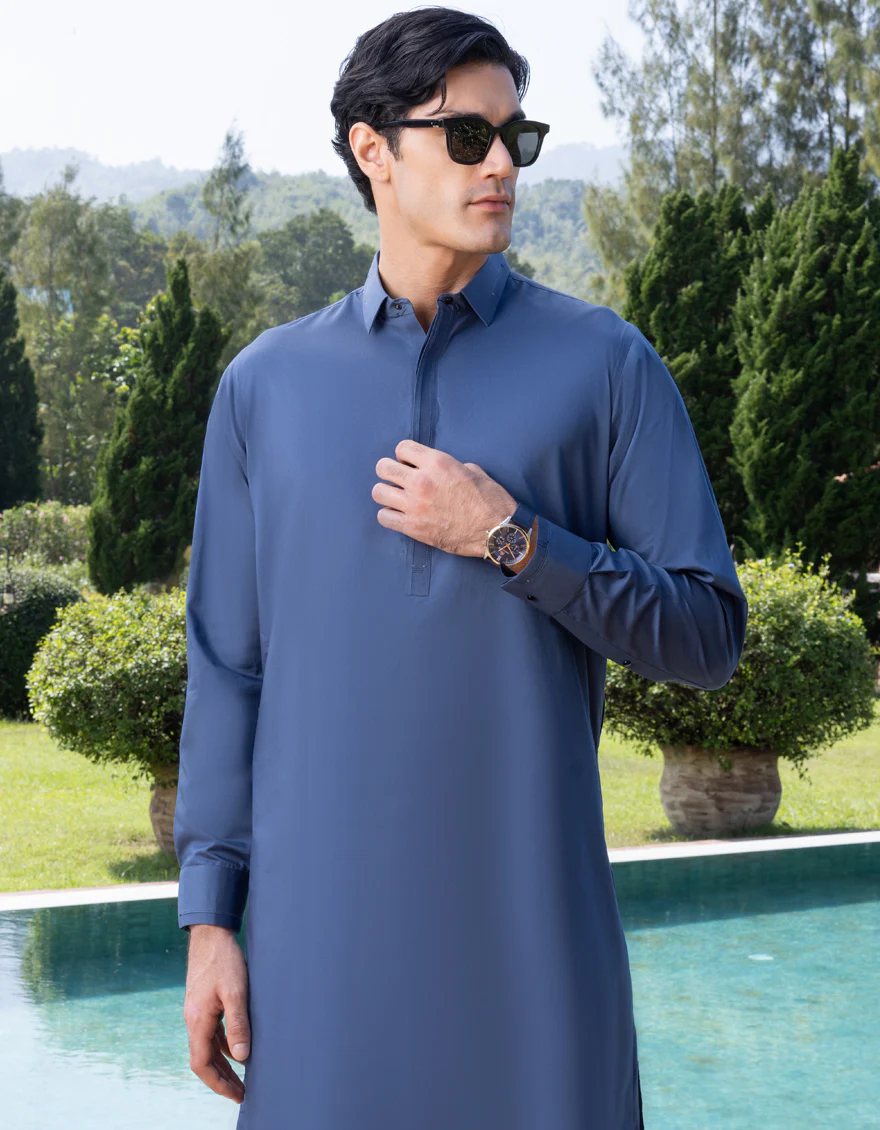 DULL BLUE COTTON KAMEEZ SHALWAR | JJKS-S-US-32605/S23/JJ8171-EX - Image 4