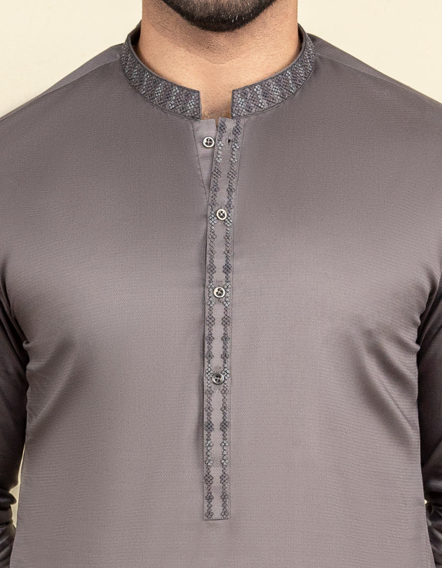 DULL GREY COTTON KAMEEZ SHALWAR | JJKS-S-US-32619/S22/JJ8279-SF - Image 2