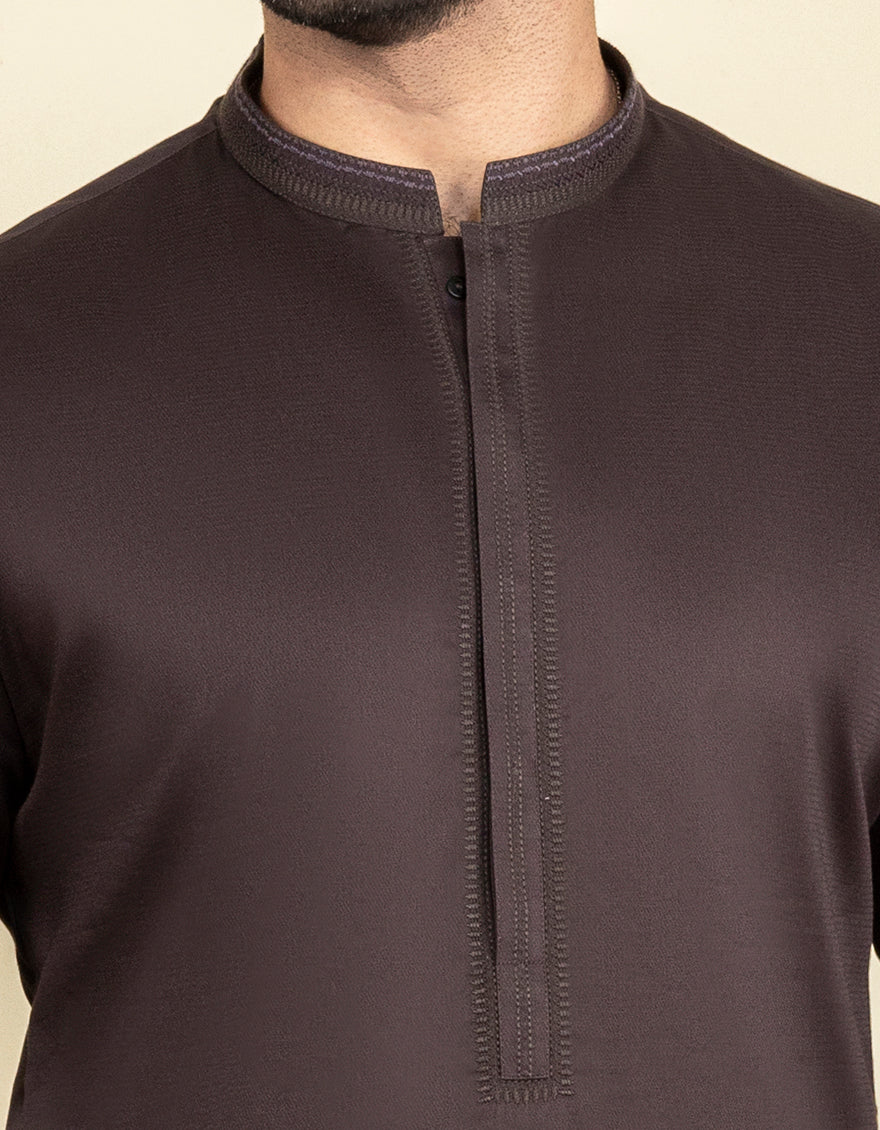 COFFEE BROWN COTTON KAMEEZ SHALWAR | JJKS-S-US-32620/S22/JJ8279-SF - Image 2