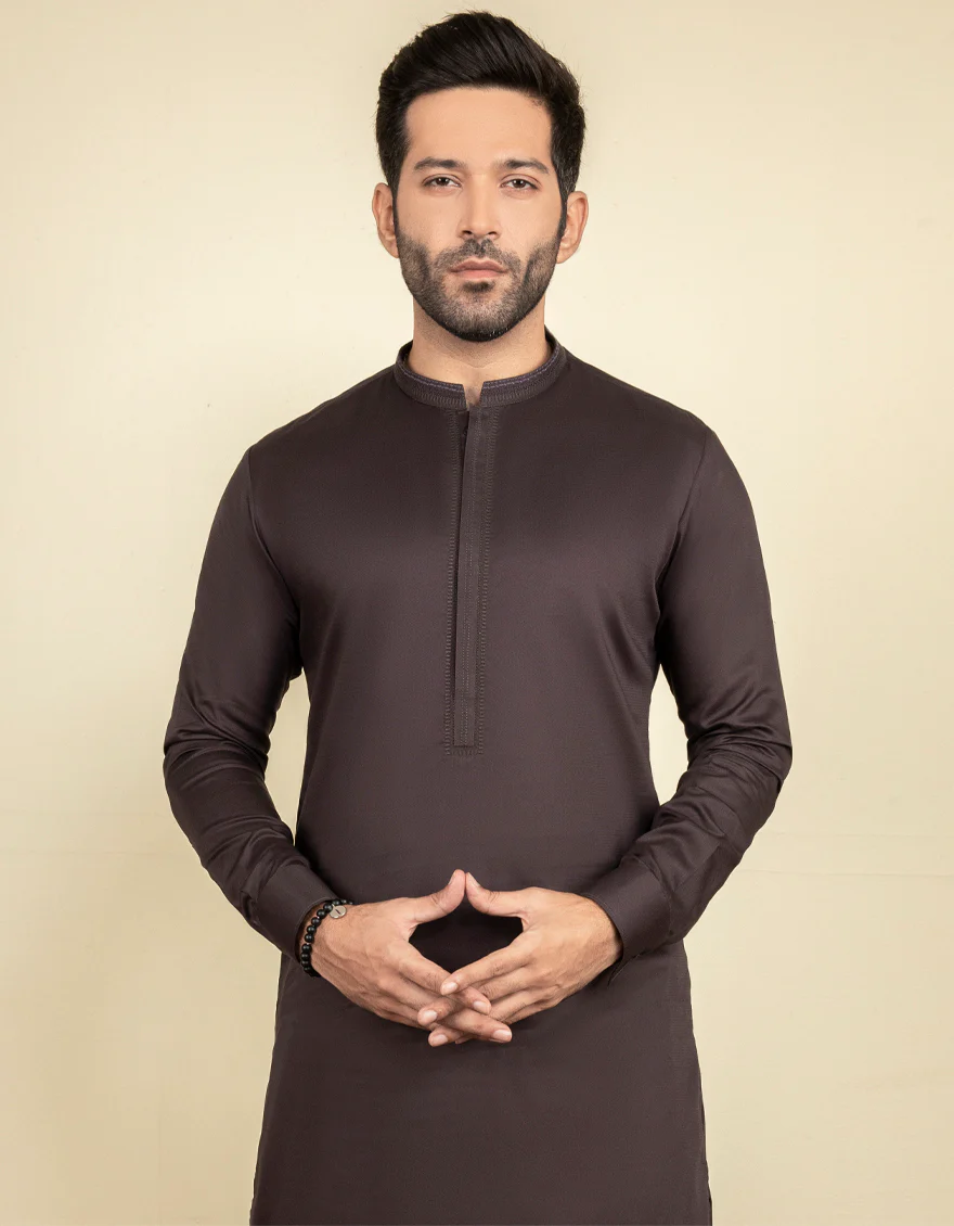 COFFEE BROWN COTTON KAMEEZ SHALWAR | JJKS-S-US-32620/S22/JJ8279-SF - Image 3