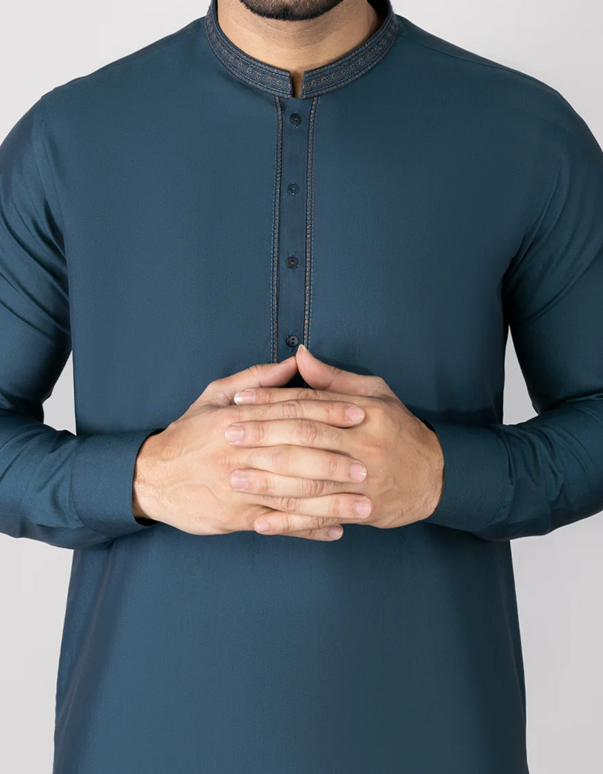 TEAL BLENDED KAMEEZ SHALWAR | JJKS-S-US-32622/S23/JJ8173-SF - Image 2
