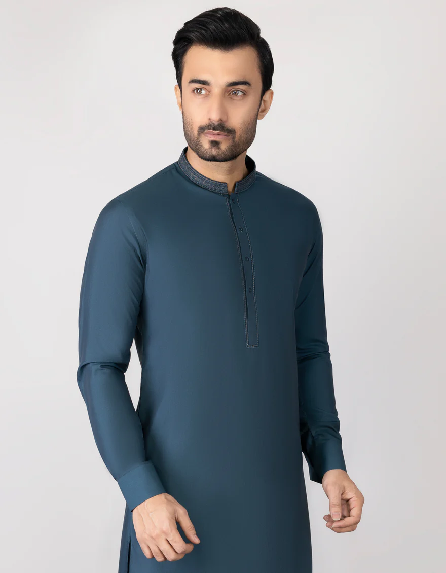 TEAL BLENDED KAMEEZ SHALWAR | JJKS-S-US-32622/S23/JJ8173-SF - Image 3