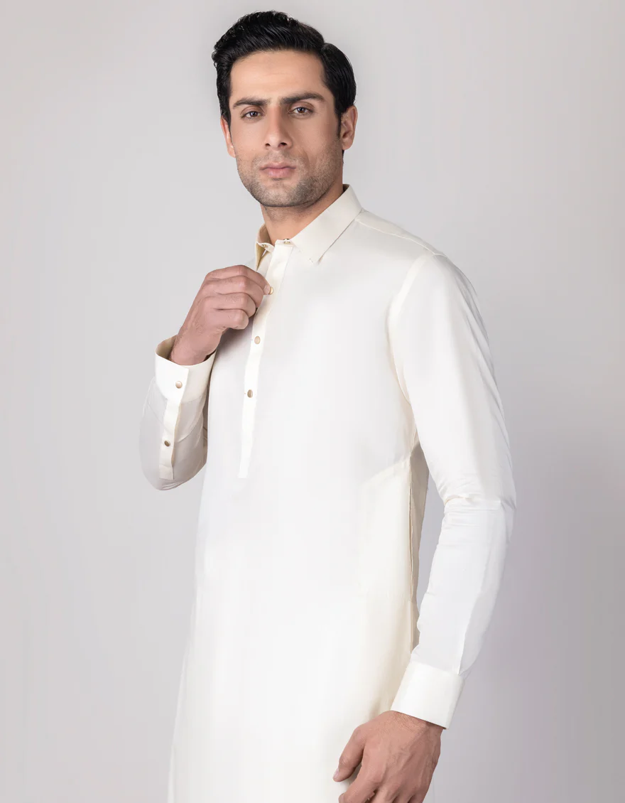 CREAM COTTON KAMEEZ SHALWAR | JJKS-S-US-32630/S23/JJ8168-CL - Image 3