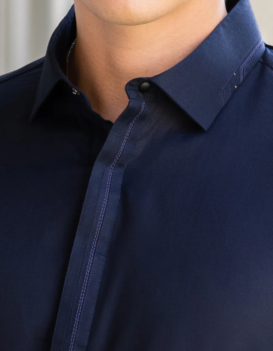 MIDNIGHT BLUE COTTON KAMEEZ SHALWAR | JJKS-S-US-32668/S23/JJ8630-EX - Image 2