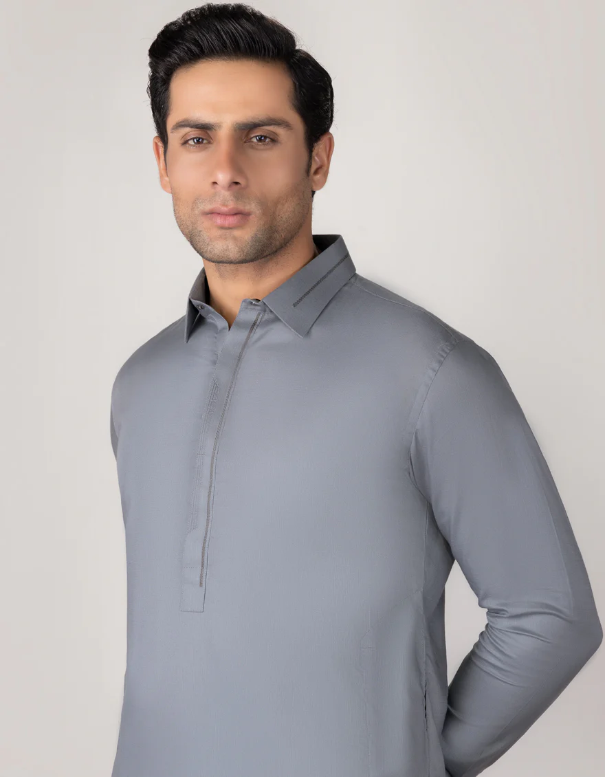 GREY COTTON KAMEEZ SHALWAR | JJKS-S-US-32672/S22/JJ8630-EX - Image 3