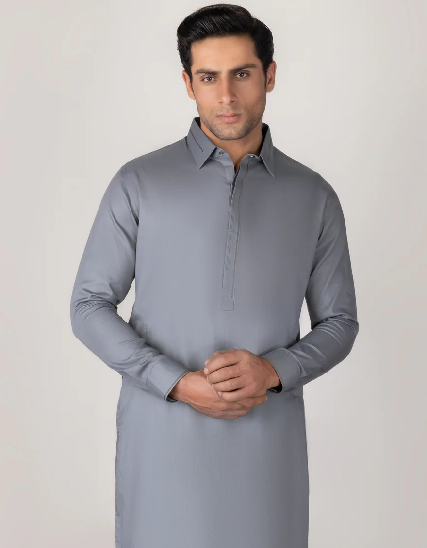 GREY COTTON KAMEEZ SHALWAR | JJKS-S-US-32672/S22/JJ8630-EX - Image 4