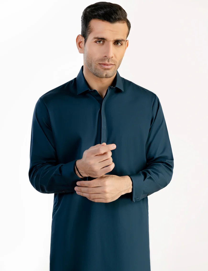 BLUE BLENDED KAMEEZ SHALWAR | JJKS-S-US-32692/S23/JJ8170-EX - Image 3