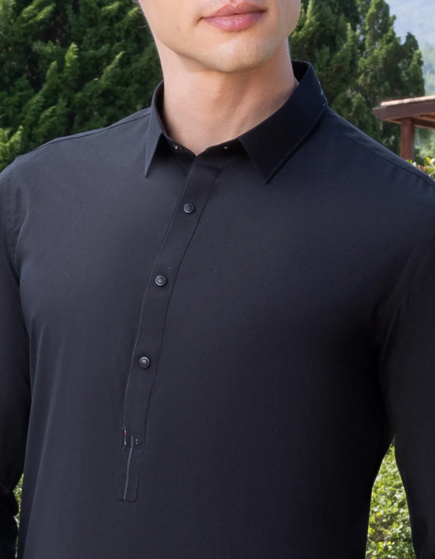 BLACK BLENDED KAMEEZ SHALWAR | JJKS-S-US-32693/S23/JJ7673-CL - Image 2